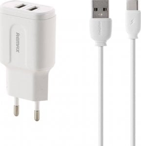 Ładowarka Remax Ładowarka sieciowa Remax, RP-U22, 2x USB, 2.4A (biała) + kabel USB-C 1