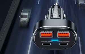 Ładowarka Remax Ładowarka samochodowa 2x USB, 2x USB-C, REMAX RCC329, 75W (czarna) 7