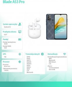 Smartfon ZTE Blade A53 Pro 4/64GB Niebieski  (A53 Pro + Buds2) 11