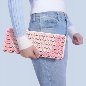 Klawiatura Baseus Baseus K01A bezprzewodowa klawiatura różowa 4