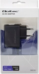 Qoltec Zasilacz wtyczkowy 15W | 15V | 1A | 5.5*2.1 5