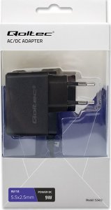 Qoltec Zasilacz wtyczkowy 9W | 9V | 1A | 5.5*2.5 7
