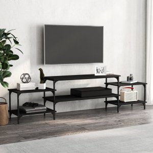 vidaXL vidaXL Szafka pod TV, czarna, 197x35x52 cm, materiał drewnopochodny 1