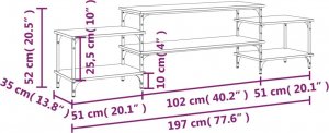vidaXL Szafka pod TV, czarna, 197x35x52 cm 9