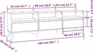 vidaXL Szafka pod TV, szarość betonu, 150x30x44,5 cm 10