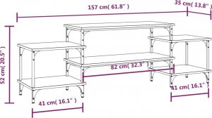 vidaXL vidaXL Szafka pod TV, szary dąb sonoma, 157x35x52 cm 9