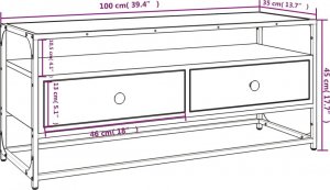 vidaXL vidaXL Szafka pod TV, szary dąb sonoma, 100x35x45 cm 9