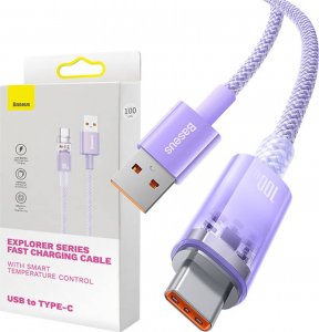 Kabel USB Baseus USB-A - USB-C 1 m Fioletowy (CATS010405) 1