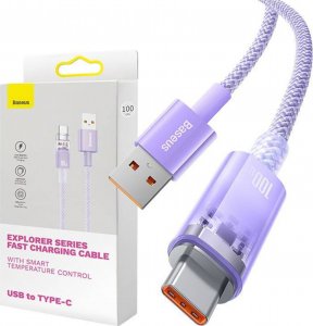 Kabel USB Baseus USB-A - USB-C 1 m Fioletowy (CATS010405) 11