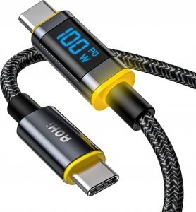 Kabel USB AOHI Kabel USB-C do USB-C AOHI AOC-L010, 100W, 1.2m, z wyświetlaczem (Czarny) 1
