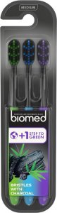 Biomed Szczoteczka do zębów z węglem drzewnym 3-pack średnia /medium/ 1
