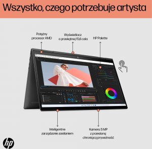 Laptop HP Laptop HP Envy 15 x360 15-ey0114nw / 712C9EA / AMD Ryzen 5 / 16GB / 512GB SSD / AMD Radeon / FullHD / OLED / Win 11 / Czarny 15