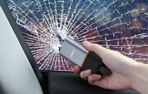 Baseus Akcesorium samochodowe Baseus młotek do szyb + nóż do pasów (Czarne) 12