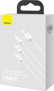 Kabel USB Baseus USB-A - USB-C + microUSB + Lightning 1 m Biały (P10320105221-00) 15