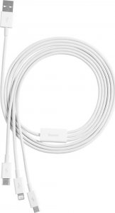 Kabel USB Baseus USB-A - USB-C + microUSB + Lightning 1 m Biały (P10320105221-00) 16