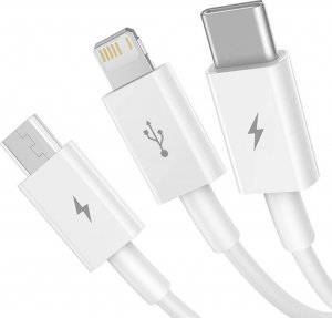 Kabel USB Baseus USB-A - USB-C + microUSB + Lightning 1 m Biały (P10320105221-00) 19