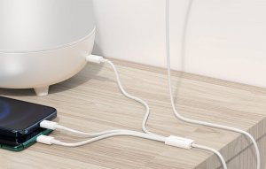 Kabel USB Baseus USB-A - USB-C + microUSB + Lightning 1 m Biały (P10320105221-00) 2