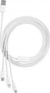 Kabel USB Baseus USB-A - USB-C + microUSB + Lightning 1 m Biały (P10320105221-00) 4