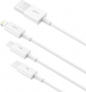 Kabel USB Baseus USB-A - USB-C + microUSB + Lightning 1 m Biały (P10320105221-00) 5