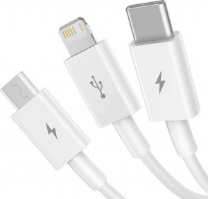 Kabel USB Baseus USB-A - USB-C + microUSB + Lightning 1 m Biały (P10320105221-00) 7