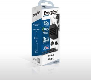 Ładowarka Energizer Energizer Ultimate - Ładowarka sieciowa Multiplug EU / UK / US GaN 20W PD + kabel USB-C (Czarny) 6