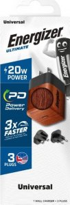 Ładowarka Energizer Energizer Ultimate - Ładowarka sieciowa Multiplug EU / UK / US GaN 20W PD (Walnut burl) 4