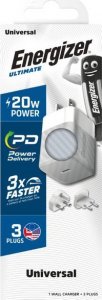 Ładowarka Energizer Ultimate - Ładowarka sieciowa Multiplug EU / UK / US GaN 20W PD (Srebrny) 4
