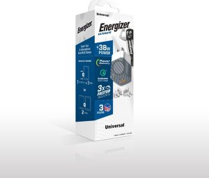 Ładowarka Energizer Energizer Ultimate - Ładowarka sieciowa Multiplug EU / UK / US GaN 38W PD + QC3.0 (Srebrny) 5