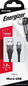 Kabel USB Energizer USB-A - microUSB 1.2 m Czarny (C610MGBK) 3
