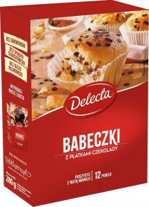 Delecta Babeczki DELECTA z płatkami czekolady mieszanka do wypieku ciasta 280 g 1