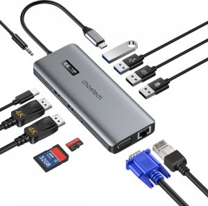 HUB USB Choetech Adapter 12w1 Choetech HUB-M26 USB-C do USB-C+ USB-A+ HDMI+ VGA+ AUX+ SD+ TF (szary) 2