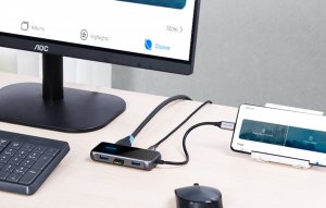 HUB USB Vention Adapter 5w1 Vention TFBHB Hub USB-C do HDMI 4K@60Hz, 3x USB 3.0, PD (szary) 3