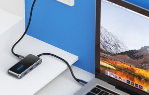 HUB USB Vention Adapter 5w1 Vention TFBHB Hub USB-C do HDMI 4K@60Hz, 3x USB 3.0, PD (szary) 5