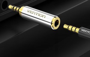 Adapter AV Vention Adapter audio 3.5mm mini jack (żeński) do 3.5mm (męski) Vention, VAB-S02 (złoty) 2