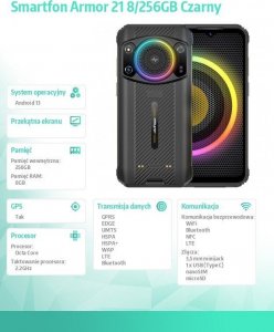 Smartfon UleFone Armor 21 8/256GB Czarny  (UF-A21/BK) 21