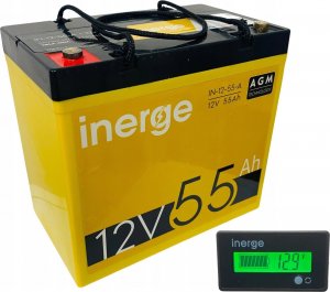 Inerge Akumulator AGM 12V 55Ah INERGE + tester LCD 1