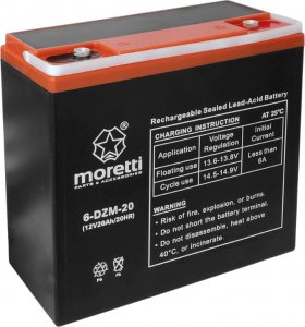 UPS Moretti Akumulator Moretti (Gel) 12V 20Ah 6-DZM-20 P+ skuter elektryczny 1
