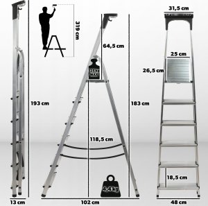 Kadax KADAX Drabina Domowa Aluminiowa 6 Stopniowa + Hak 3