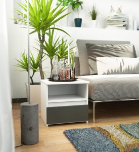 Fabryka Mebli Akord Szafka nocna CL1 40 cm 1 szuflada - biała - grafit szary 5