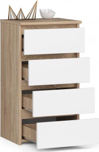 Fabryka Mebli Akord Komoda CL4 40 cm 4 szuflady - dąb sonoma - biały 2