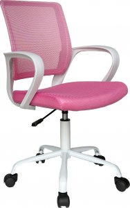 Krzesło biurowe Fabryka Mebli Akord Fotel dziecięcy FD-6 materiałowy - Biały-Różowy 1