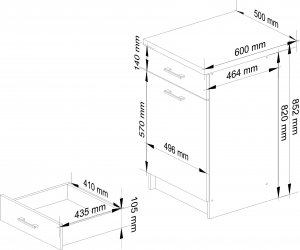 Fabryka Mebli Akord SZAFKA KUCHENNA OLIWIA S 50cm 1D 1S BIAŁA-BETON 3