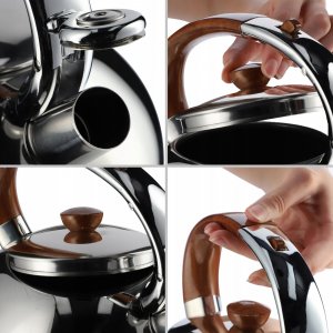 Kadax Czajnik Na Gaz Z Gwizdkiem Stalowy 2,5L Srebrny 6