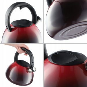 Kadax Czajnik Na Gaz Indukcję Z Gwizdkiem Czerwony 2,6L 5