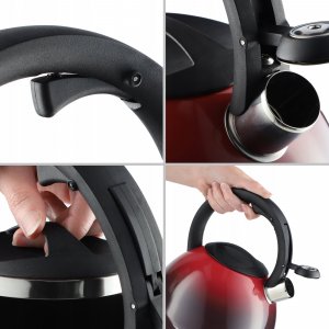 Kadax Czajnik Na Gaz Indukcję Z Gwizdkiem Czerwony 2,6L 6