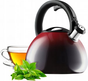 Kadax Czajnik Na Gaz Indukcję Z Gwizdkiem Czerwony 2,6L 10