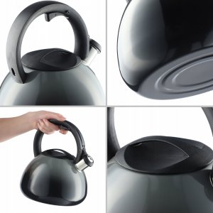 Kadax Czajnik Na Gaz Indukcję Z Gwizdkiem Szary 2,6L 5