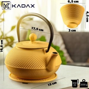 Kadax Czajnik Żeliwny Zestaw Zaparzacz Czarki Do Herbaty 4