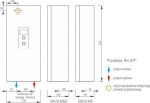 Kospel Elektryczny kocioł centralnego ogrzewania EKCO M3 04/06/08 kW / 230V~ lub 400V 3N~ KOSPEL EKCO.M3-04/06/08.PL 2