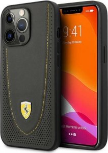 Ferrari Ferrari FEHCP13LRGOG iPhone 13 Pro / 13 6.1" czarny/black hardcase Leather Curved Line 1